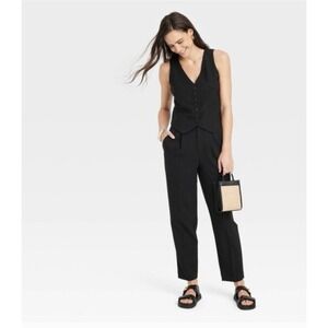 A New Day NWOT 2 Tapered High Rise Ankle Length Tailored Trousers Black Career